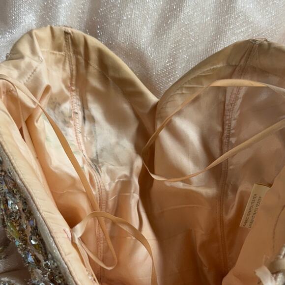 Light Peach Beaded Bodice Back Lace Up Formal Prom Pageant Dress Women 2 - Picture 12 of 12